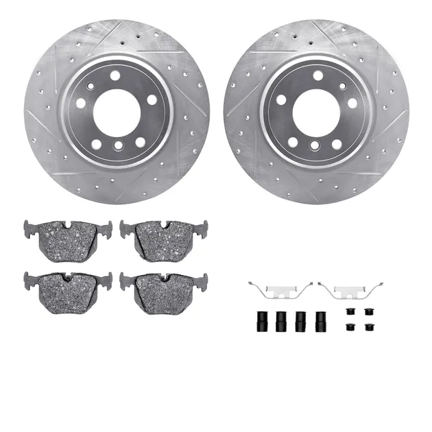 R1 Concepts WGYH1-31048 eLINE Rotor - Drilled & Slotted - Silver W/ Semi-Met Pads